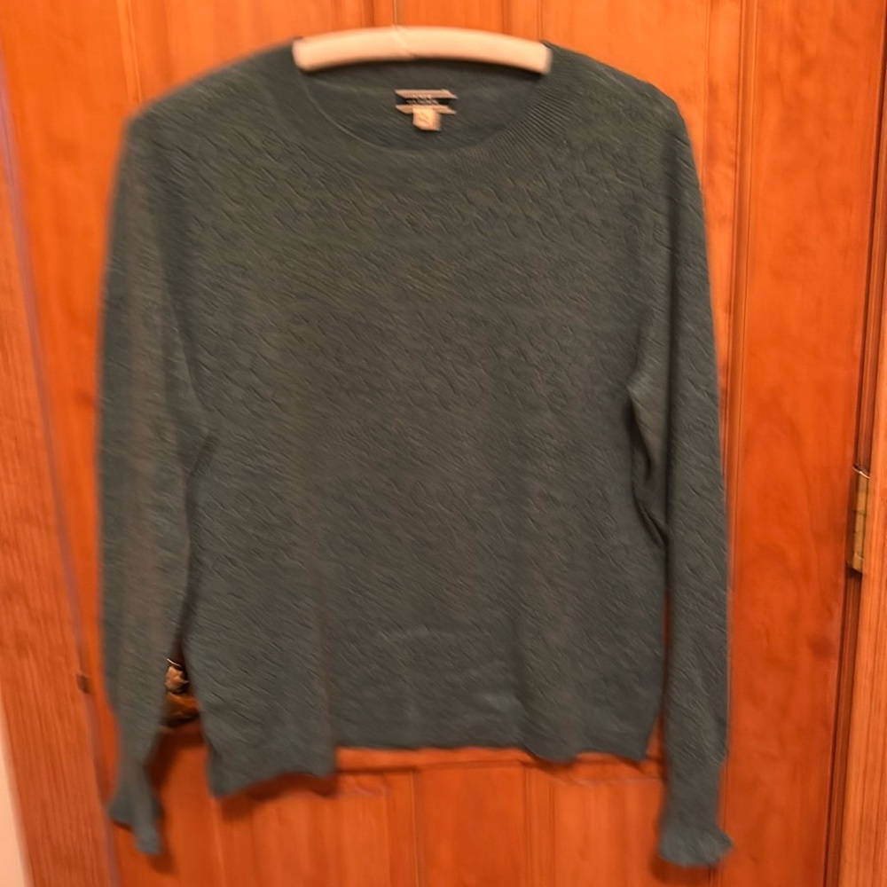 Lovely teal blue cashmere sweater in size L by J Crew.